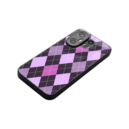 Argyle Purple stylish phone case for vivo x200 fe | glossy glass and slim fit