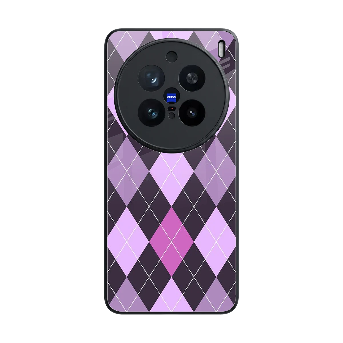 Argyle Purple back phone cover | glass case for vivo x200 pro