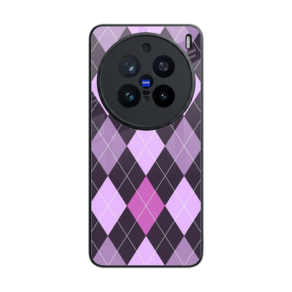 Argyle Purple back phone cover | glass case for vivo x200 pro