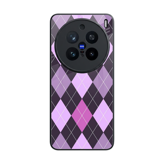 Argyle Purple back phone cover | glass case for vivo x200 pro