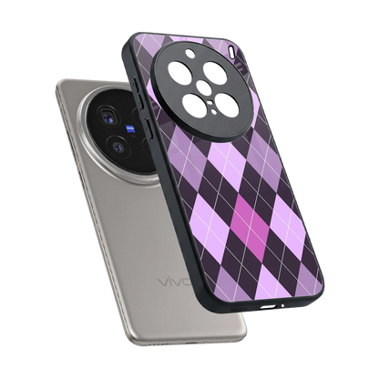 Argyle Purple sleek vivo x200 pro cover with tempered glass back and TPU edges