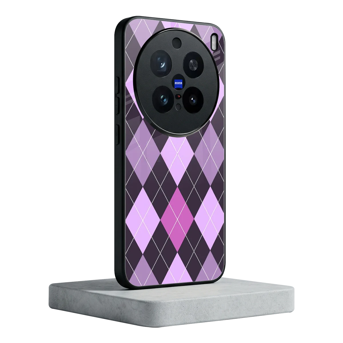 Argyle Purple vivo x200 pro mobile cover | shockproof glass phone case