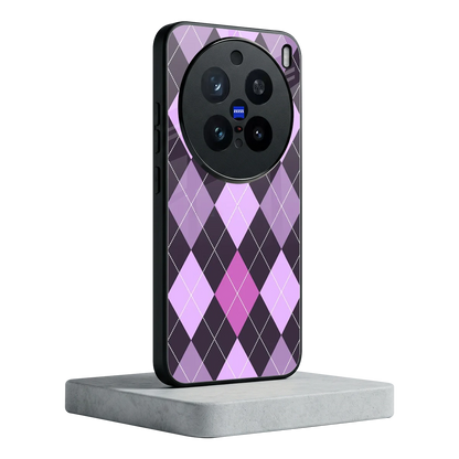 Argyle Purple vivo x200 pro mobile cover | shockproof glass phone case