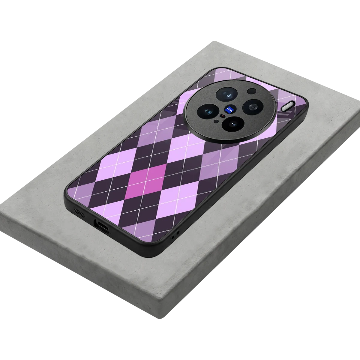 Argyle Purple stylish phone case for vivo x200 pro | glossy glass and slim fit