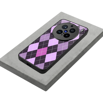 Argyle Purple stylish phone case for vivo x200 pro | glossy glass and slim fit