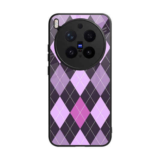 Argyle Purple back phone cover | glass case for vivo x300 pro