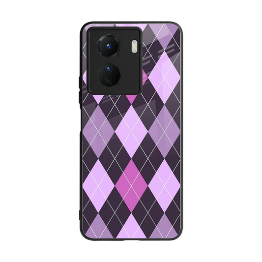 Argyle Purple back phone cover | glass case for vivo y16