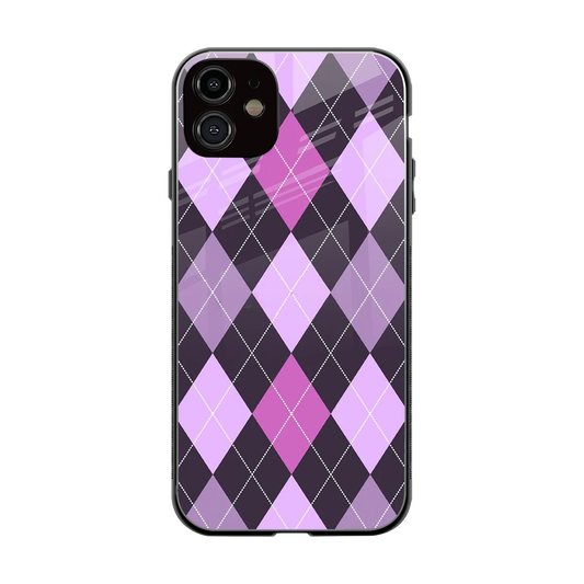 Argyle Purple back phone cover | glass case for iphone 12