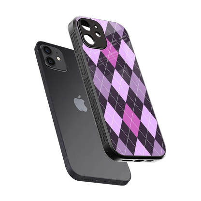 Argyle Purple sleek iphone 11 cover with tempered glass back and TPU edges