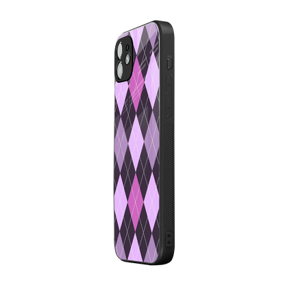 Argyle Purple iphone 12 mobile cover | shockproof glass phone case