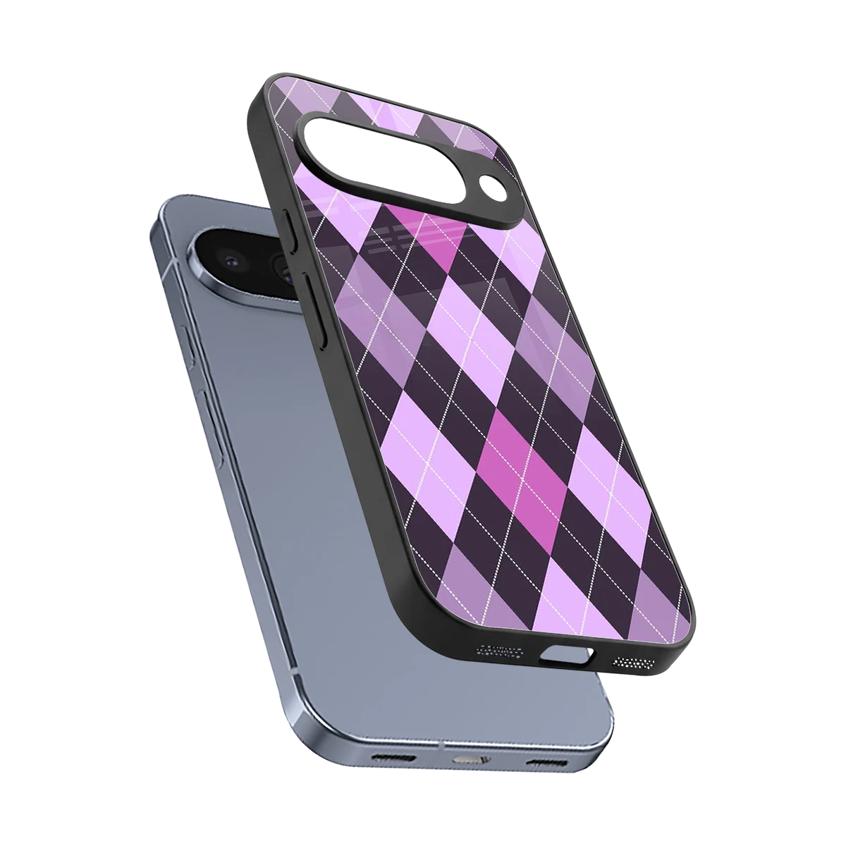 Argyle Purple sleek google pixel 10 cover with tempered glass back and TPU edges
