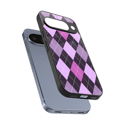 Argyle Purple sleek google pixel 10 cover with tempered glass back and TPU edges