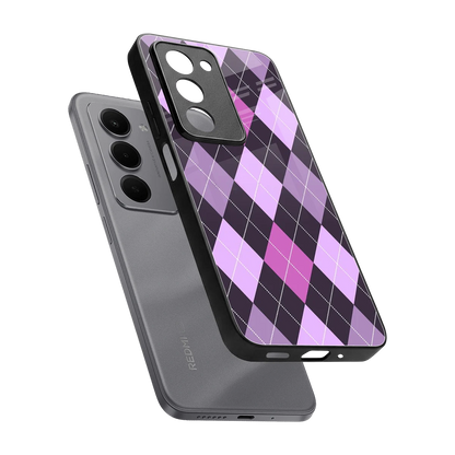Argyle Purple sleek redmi 15 5g cover with tempered glass back and TPU edges