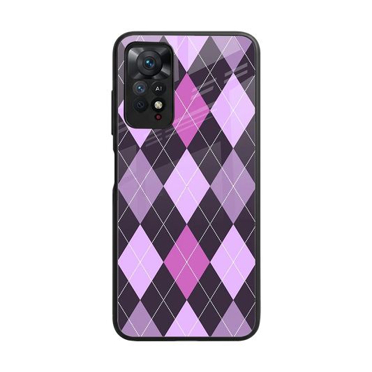 Argyle Purple back phone cover | glass case for redmi note 11 pro