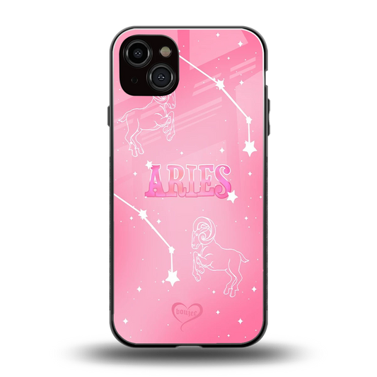Aries Aura back phone cover | glass case for iphone 14 plus