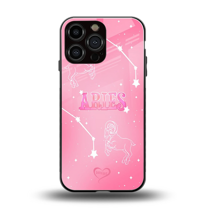 Aries Aura back phone cover | glass case for iphone 15 pro max