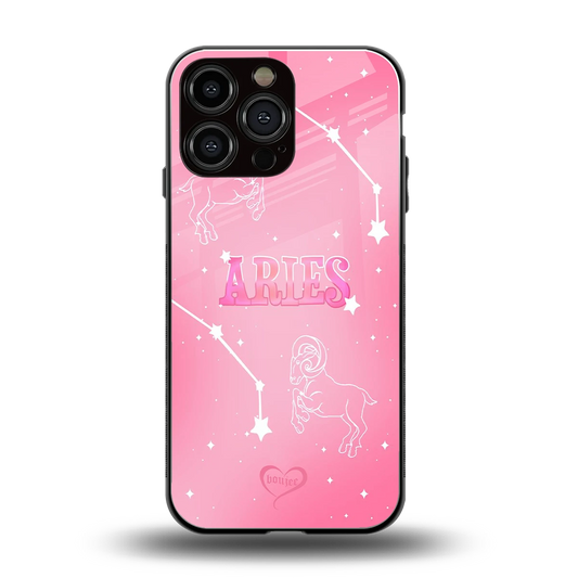 Aries Aura back phone cover | glass case for iphone 15 pro max