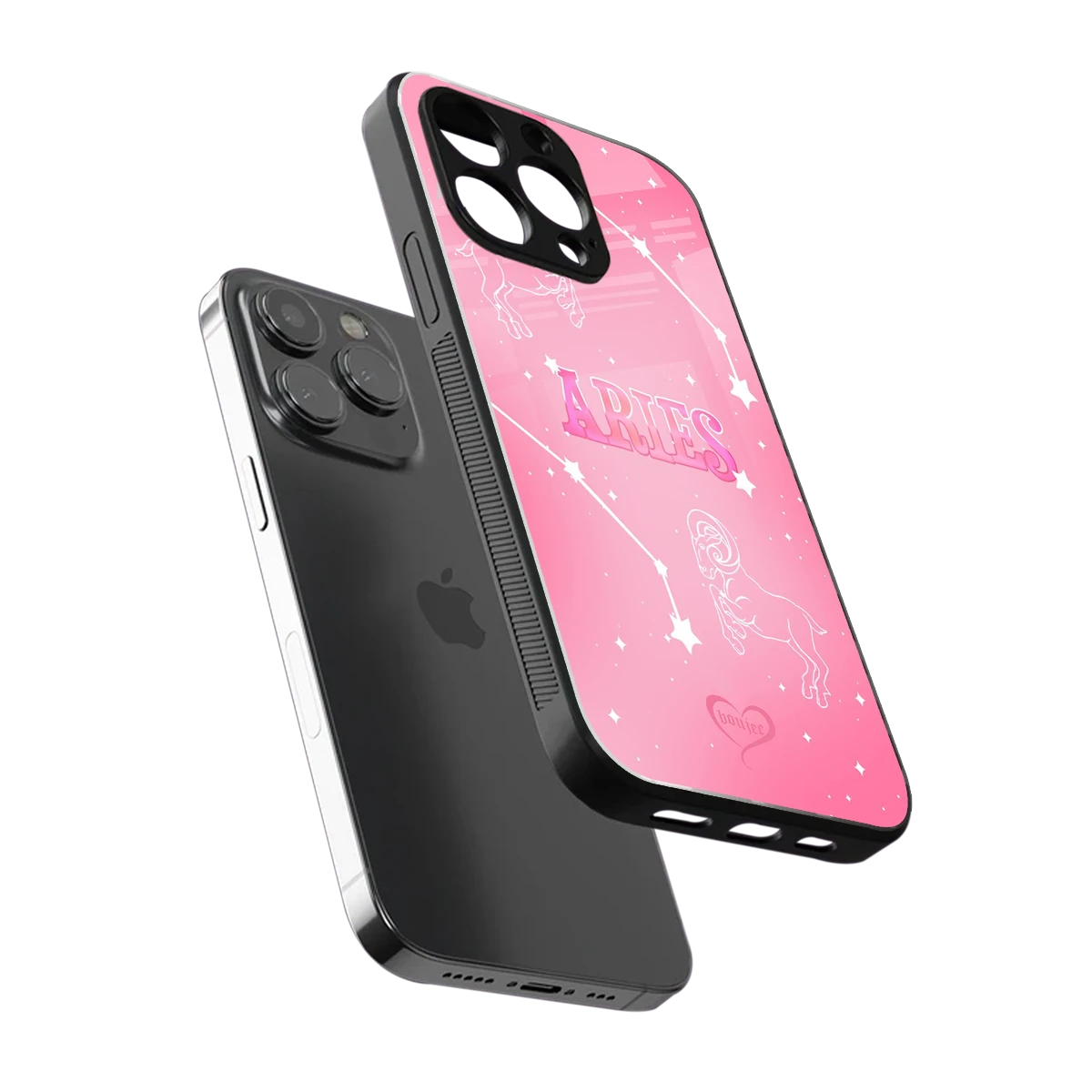 Aries Aura sleek iphone 15 pro max cover with tempered glass back and TPU edges