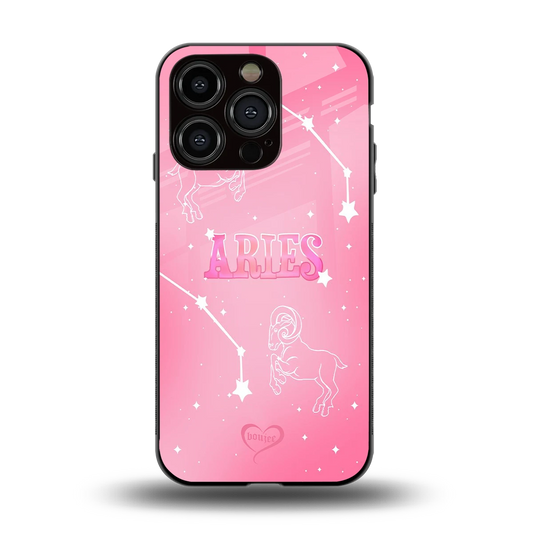 Aries Aura back phone cover | glass case for iphone 15 pro
