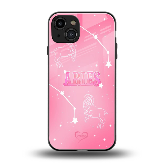 Aries Aura back phone cover | glass case for iphone 15