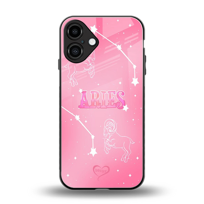 Aries Aura back phone cover | glass case for iphone 16 plus