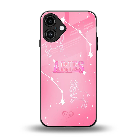 Aries Aura back phone cover | glass case for iphone 16 plus