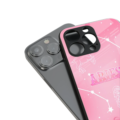 Aries Aura stylish phone case for iphone 15 pro | glossy glass and slim fit