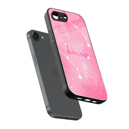 Aries Aura sleek iphone 16e cover with tempered glass back and TPU edges
