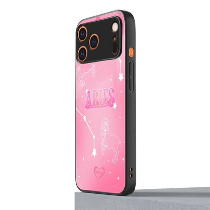 Aries Aura iphone 17 pro mobile cover | shockproof glass phone case