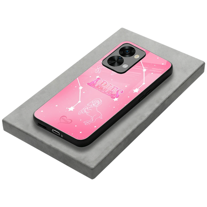 Aries Aura stylish phone case for oneplus nord 2t | glossy glass and slim fit
