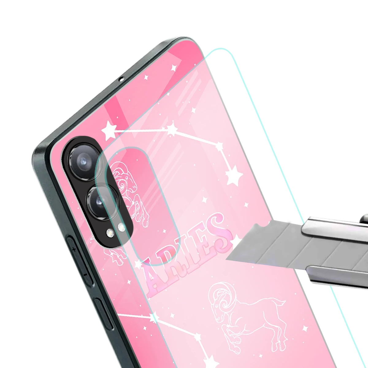 Aries Aura stylish phone case for oneplus nord ce 4 lite | glossy glass and slim fit