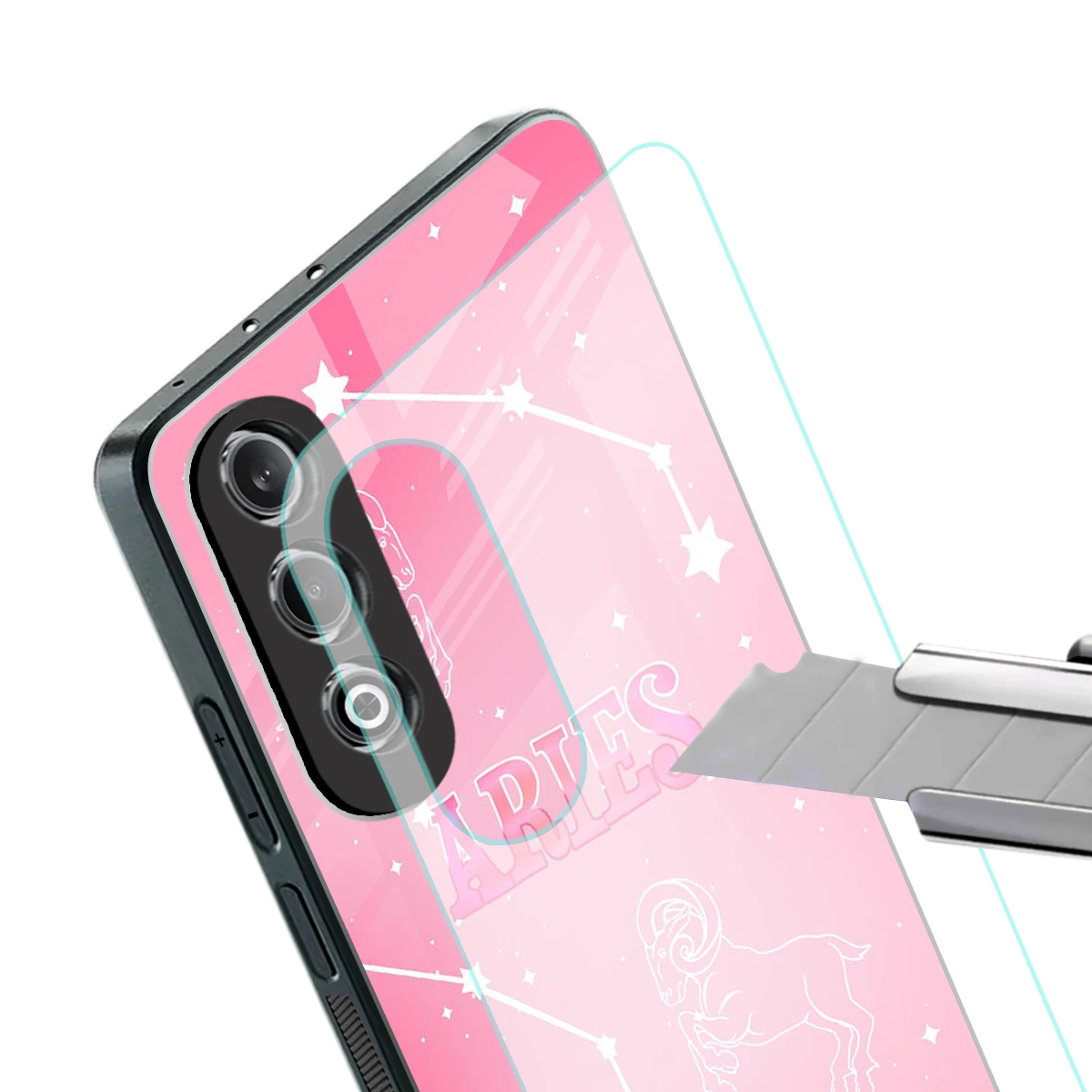 Aries Aura stylish phone case for oneplus nord ce 4 | glossy glass and slim fit