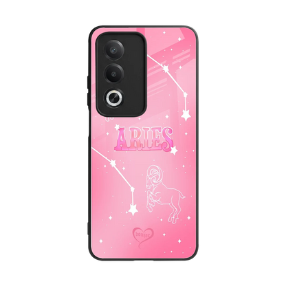 Aries Aura back phone cover | glass case for oppo a3 pro