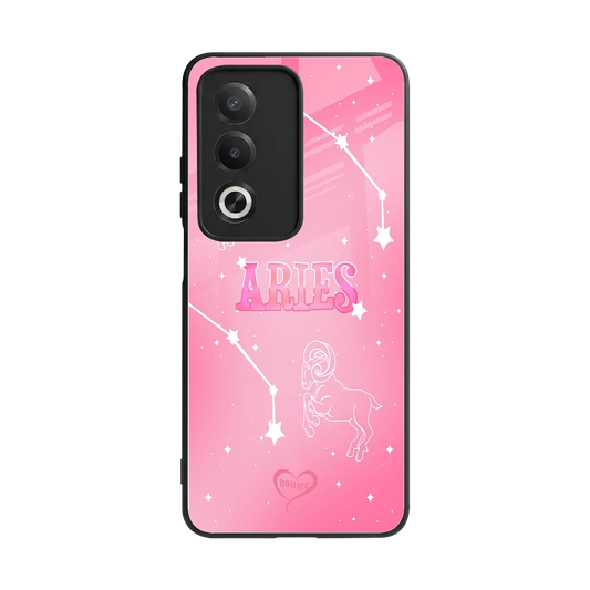 Aries Aura back phone cover | glass case for oppo a3 pro