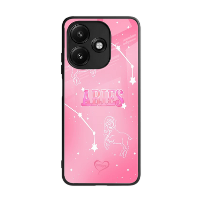 Aries Aura back phone cover | glass case for redmi 12 5g