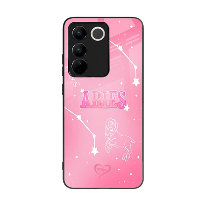 Aries Aura back phone cover | glass case for vivo v27 5g
