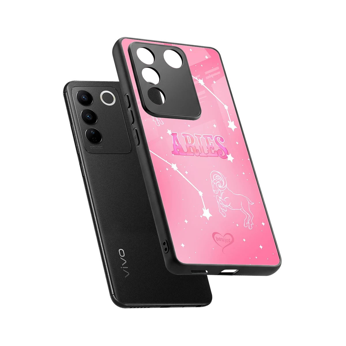 Aries Aura sleek vivo v27 5g cover with tempered glass back and TPU edges