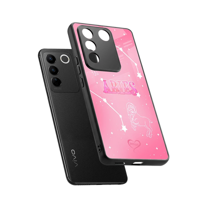 Aries Aura sleek vivo v27 5g cover with tempered glass back and TPU edges