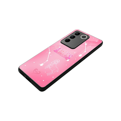 Aries Aura stylish phone case for vivo v27 5g | glossy glass and slim fit