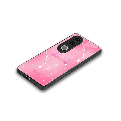 Aries Aura stylish phone case for vivo v50 | glossy glass and slim fit