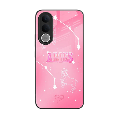 Aries Aura back phone cover | glass case for vivo v70 fe