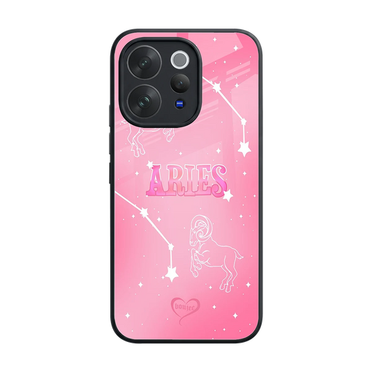 Aries Aura back phone cover | glass case for vivo v70 elite