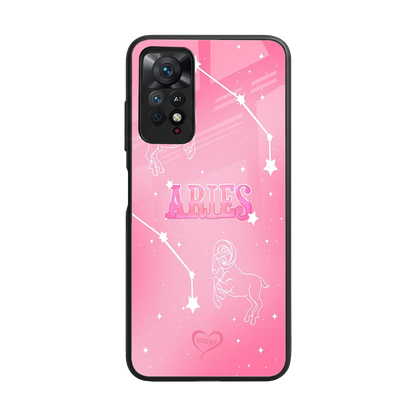 Aries Aura back phone cover | glass case for redmi note 11 pro