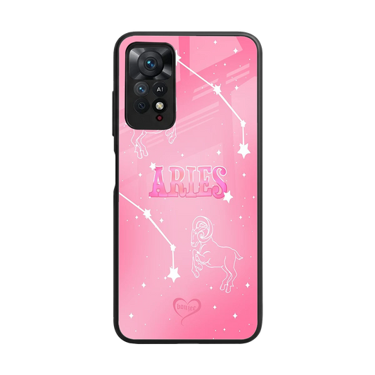 Aries Aura back phone cover | glass case for redmi note 11 pro