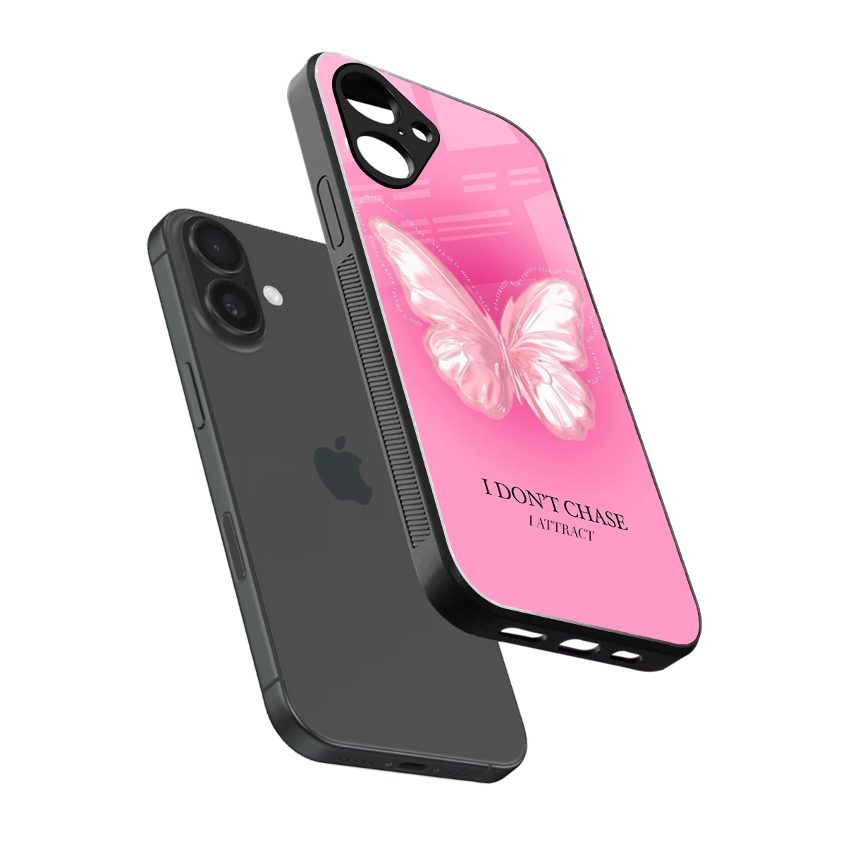 Attract Mode sleek iPhone 16 cover with tempered glass back and TPU edges