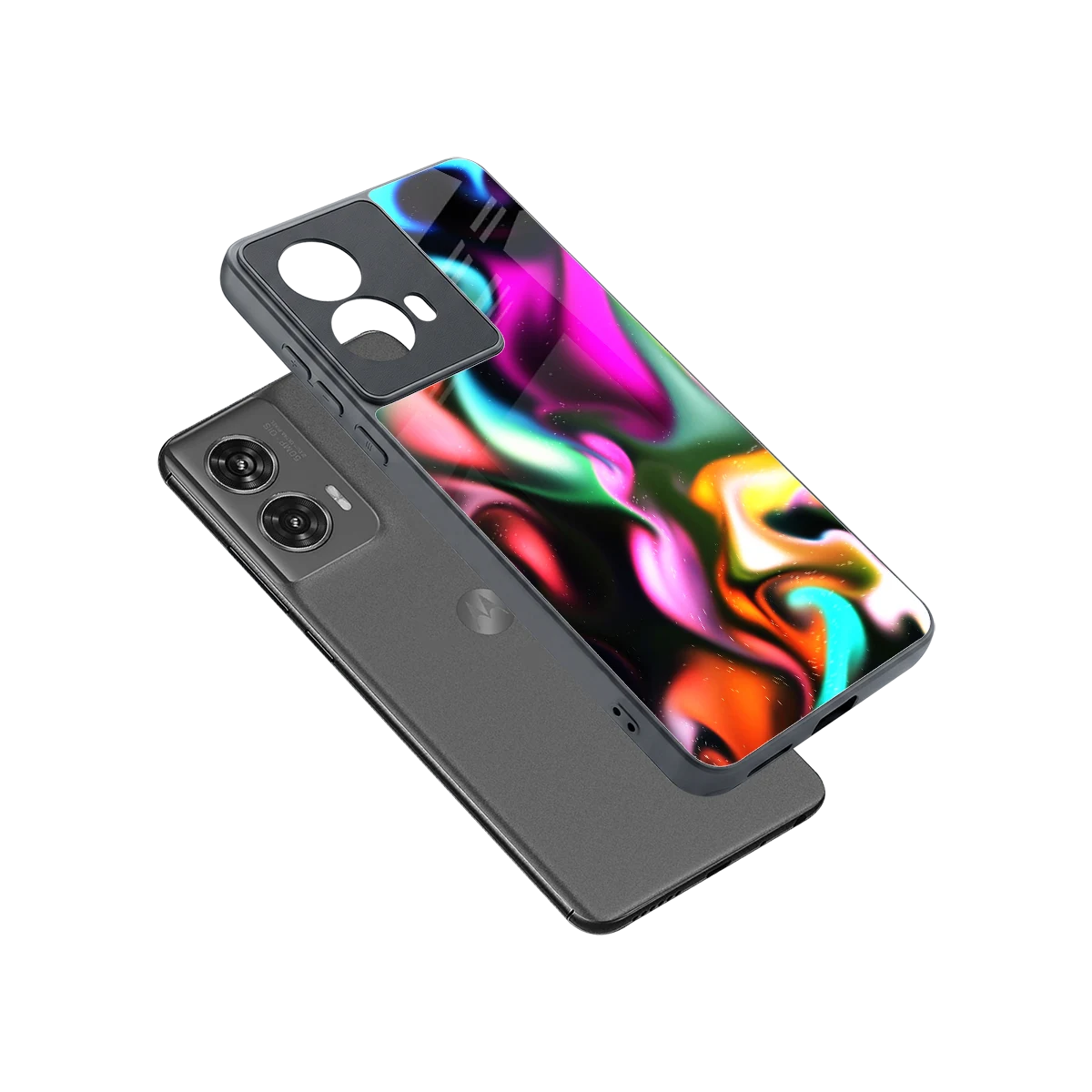 Aurora Glow sleek motorola edge 50 fusion cover with tempered glass back and TPU edges