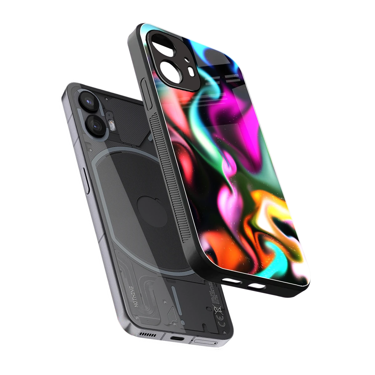 Aurora Glow sleek nothing phone 2 cover with tempered glass back and TPU edges