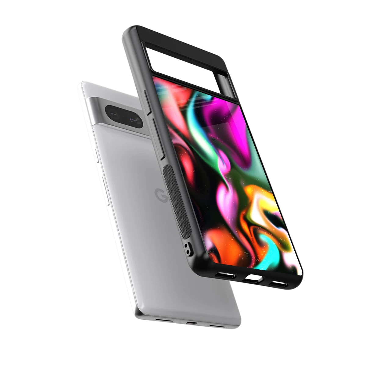 Aurora Glow sleek google pixel 7a cover with tempered glass back and TPU edges