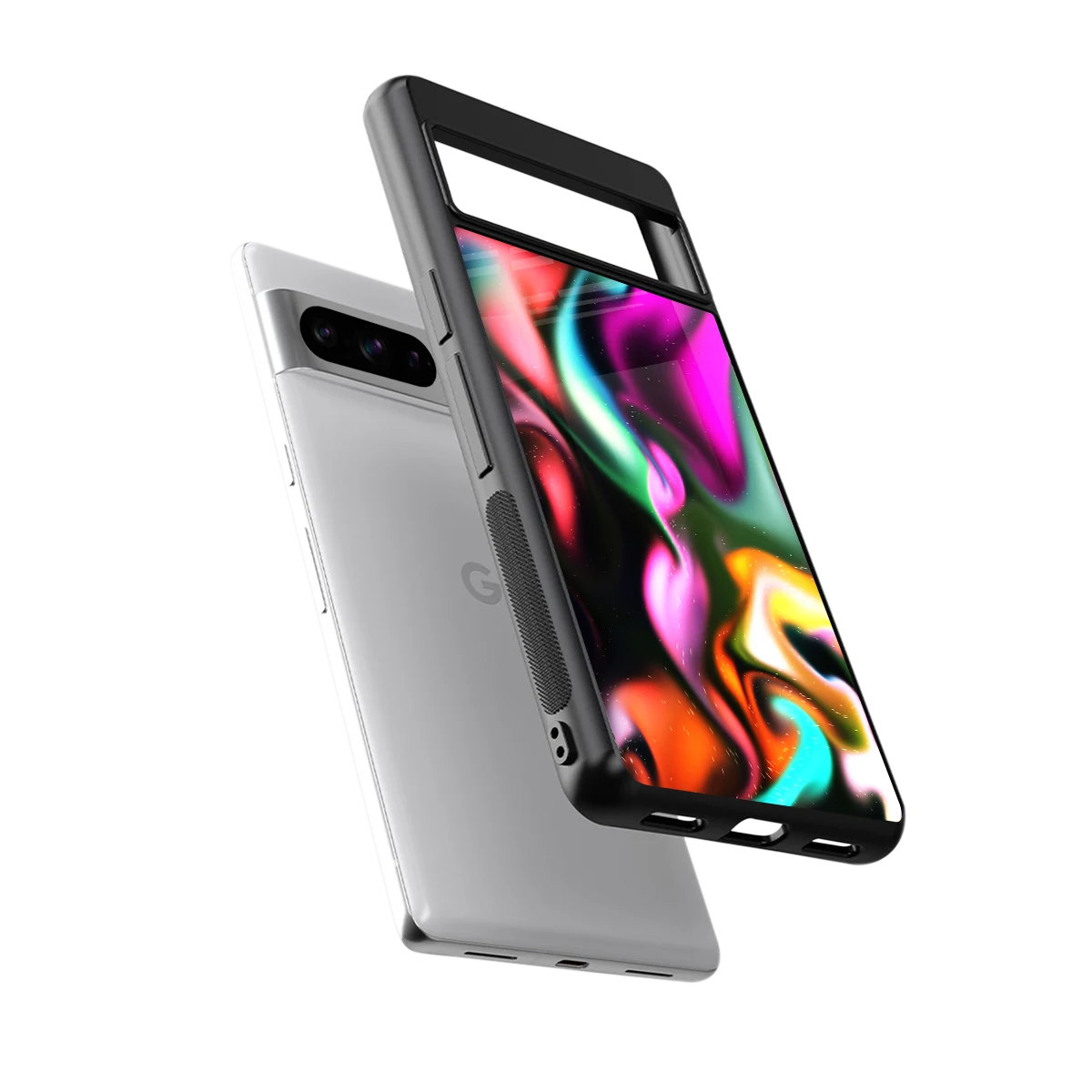 Aurora Glow sleek google pixel 8 pro cover with tempered glass back and TPU edges