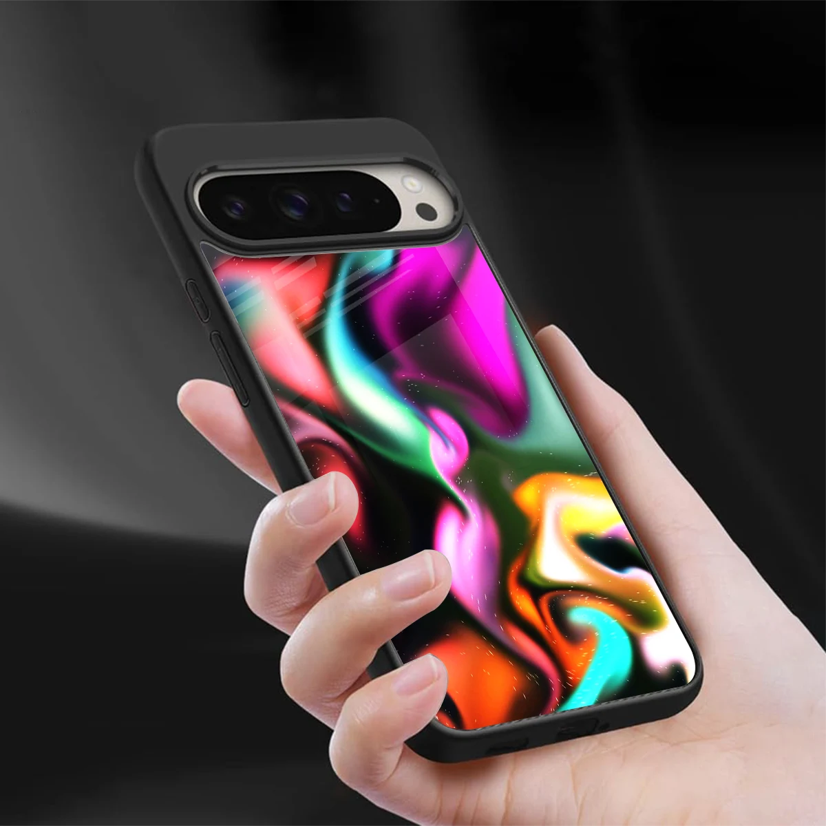 Aurora Glow sleek google pixel 9 pro cover with tempered glass back and TPU edges